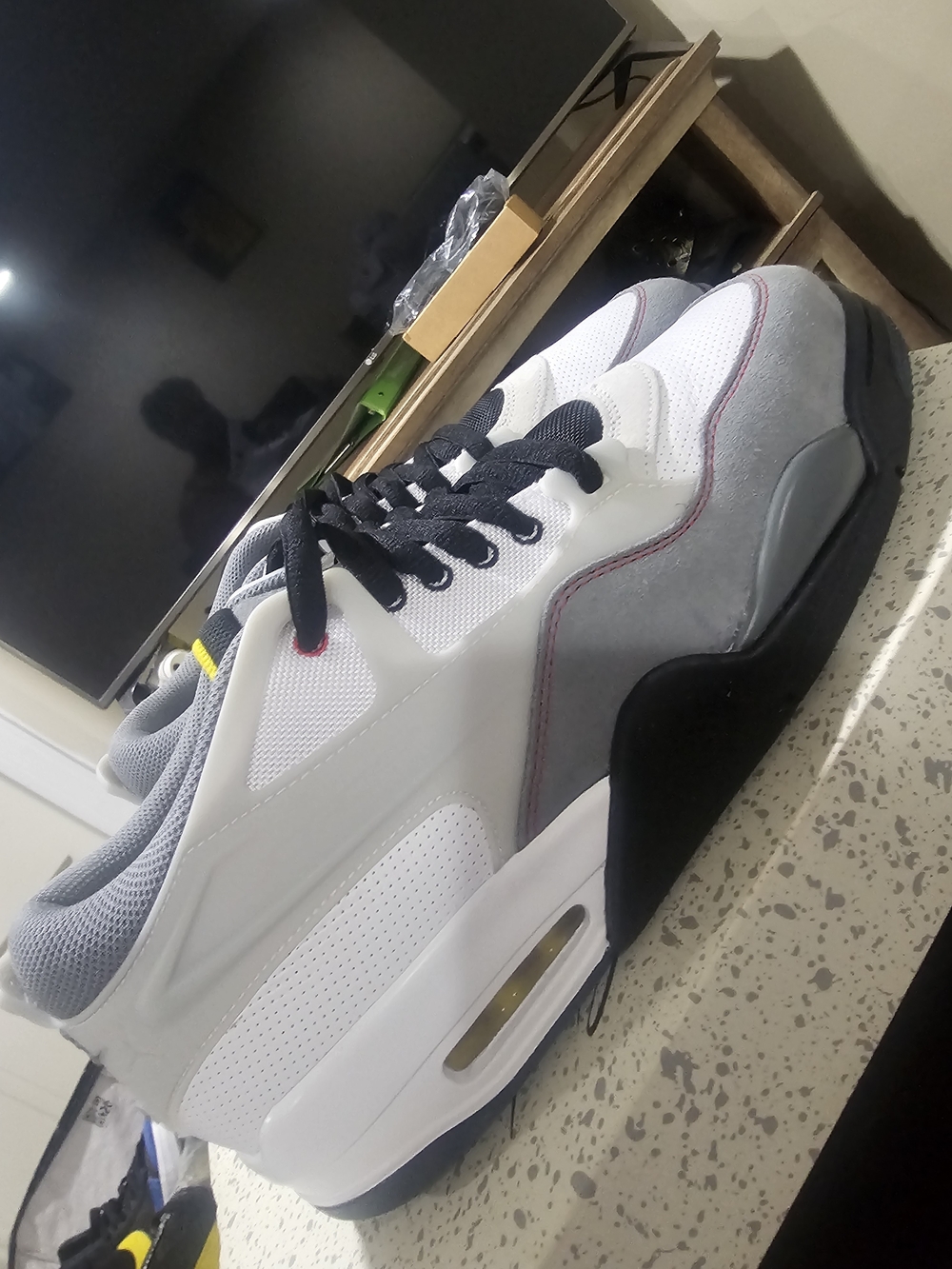 Men's White and Gray Athletic Sneakers